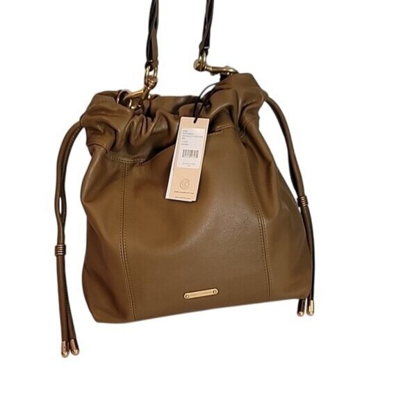 NWT - Rebecca Minkoff - Alex Slouchy Leather Shoulder Bag - Military - Tan - Picture 2 of 16